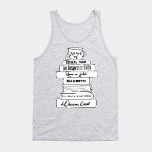 English Literature book stack, black and white Tank Top